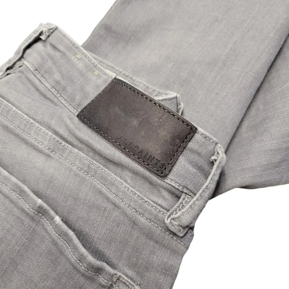 All Saints Mast Zip  Bottom Skinny Jeans Gray Wash - Picture 7 of 9
